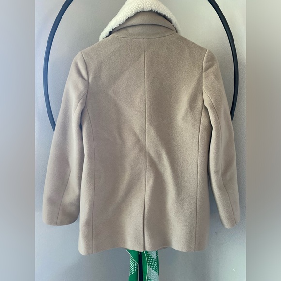 T Alexander Wang Tan Pea Coat Double Breasted Jacket detachable Fur Collar Sz 0 - Picture 8 of 13